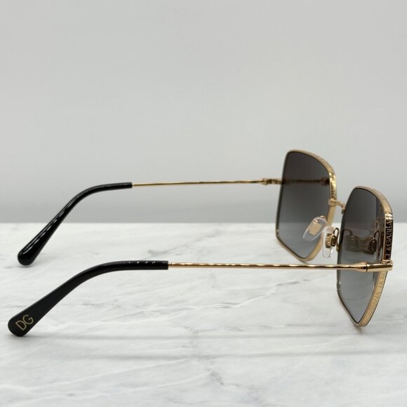 Dolce & Gabbana DG 2242 13348G Black Gold Metal Square Sunglasses Gray Gradient - Picture 5 of 12
